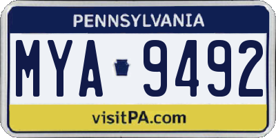 PA license plate MYA9492