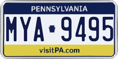 PA license plate MYA9495