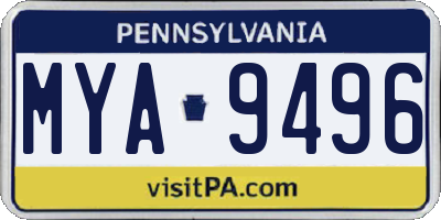 PA license plate MYA9496
