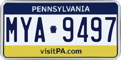 PA license plate MYA9497