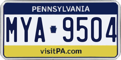 PA license plate MYA9504