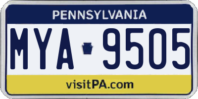 PA license plate MYA9505