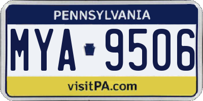 PA license plate MYA9506