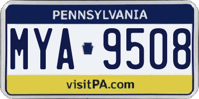 PA license plate MYA9508