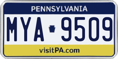 PA license plate MYA9509
