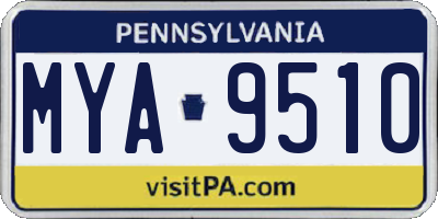 PA license plate MYA9510
