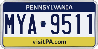 PA license plate MYA9511
