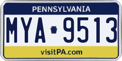 PA license plate MYA9513