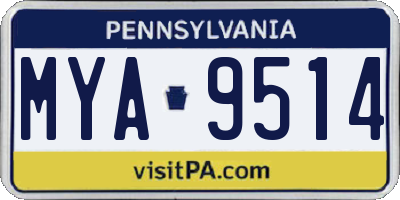 PA license plate MYA9514