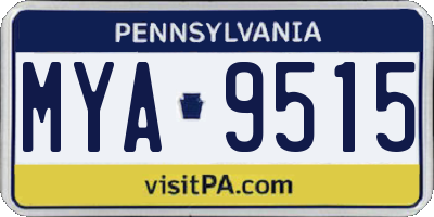 PA license plate MYA9515
