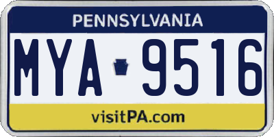PA license plate MYA9516