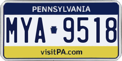 PA license plate MYA9518