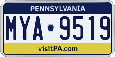 PA license plate MYA9519