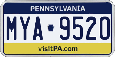 PA license plate MYA9520