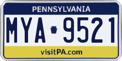PA license plate MYA9521