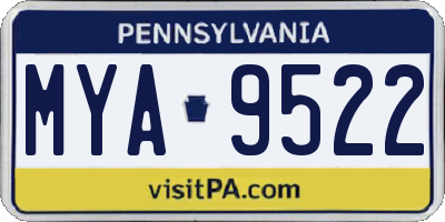 PA license plate MYA9522