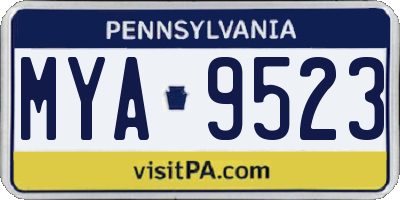 PA license plate MYA9523