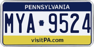 PA license plate MYA9524
