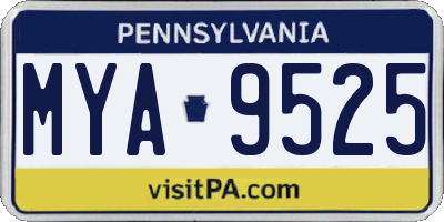 PA license plate MYA9525
