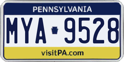 PA license plate MYA9528