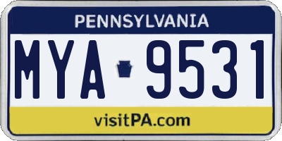 PA license plate MYA9531
