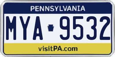 PA license plate MYA9532