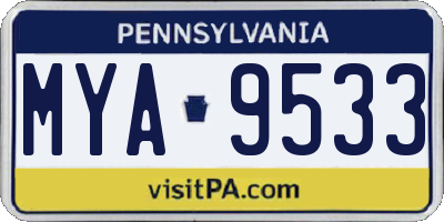 PA license plate MYA9533