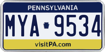 PA license plate MYA9534