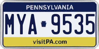 PA license plate MYA9535