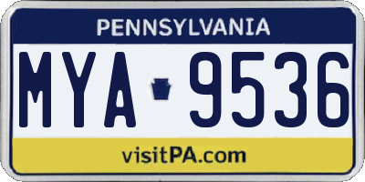 PA license plate MYA9536