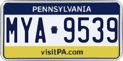 PA license plate MYA9539