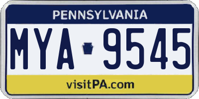 PA license plate MYA9545