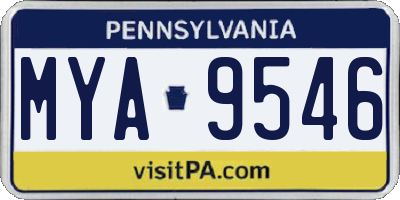 PA license plate MYA9546