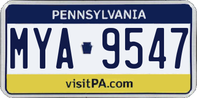 PA license plate MYA9547