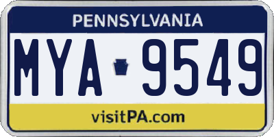 PA license plate MYA9549