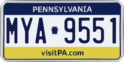 PA license plate MYA9551