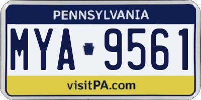 PA license plate MYA9561