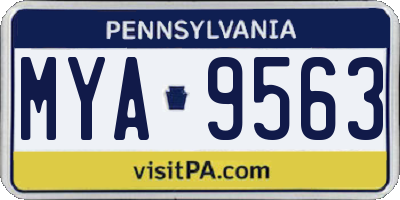PA license plate MYA9563