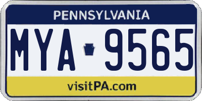 PA license plate MYA9565