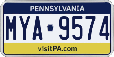 PA license plate MYA9574