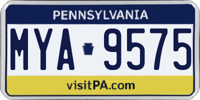 PA license plate MYA9575