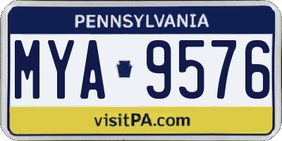 PA license plate MYA9576