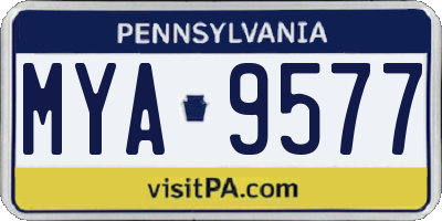 PA license plate MYA9577