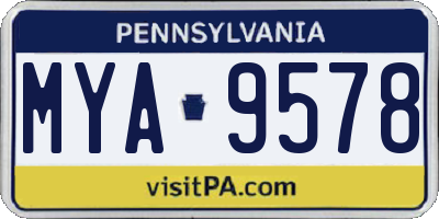PA license plate MYA9578
