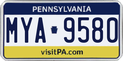 PA license plate MYA9580