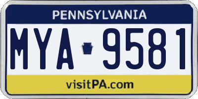 PA license plate MYA9581