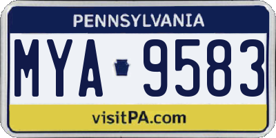 PA license plate MYA9583