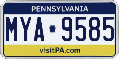 PA license plate MYA9585