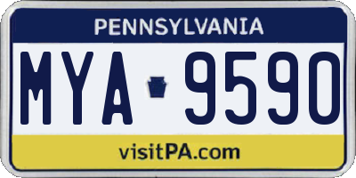 PA license plate MYA9590