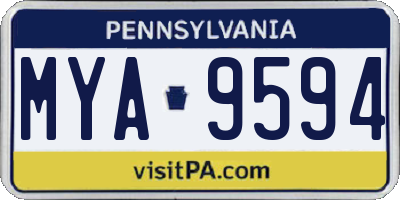 PA license plate MYA9594